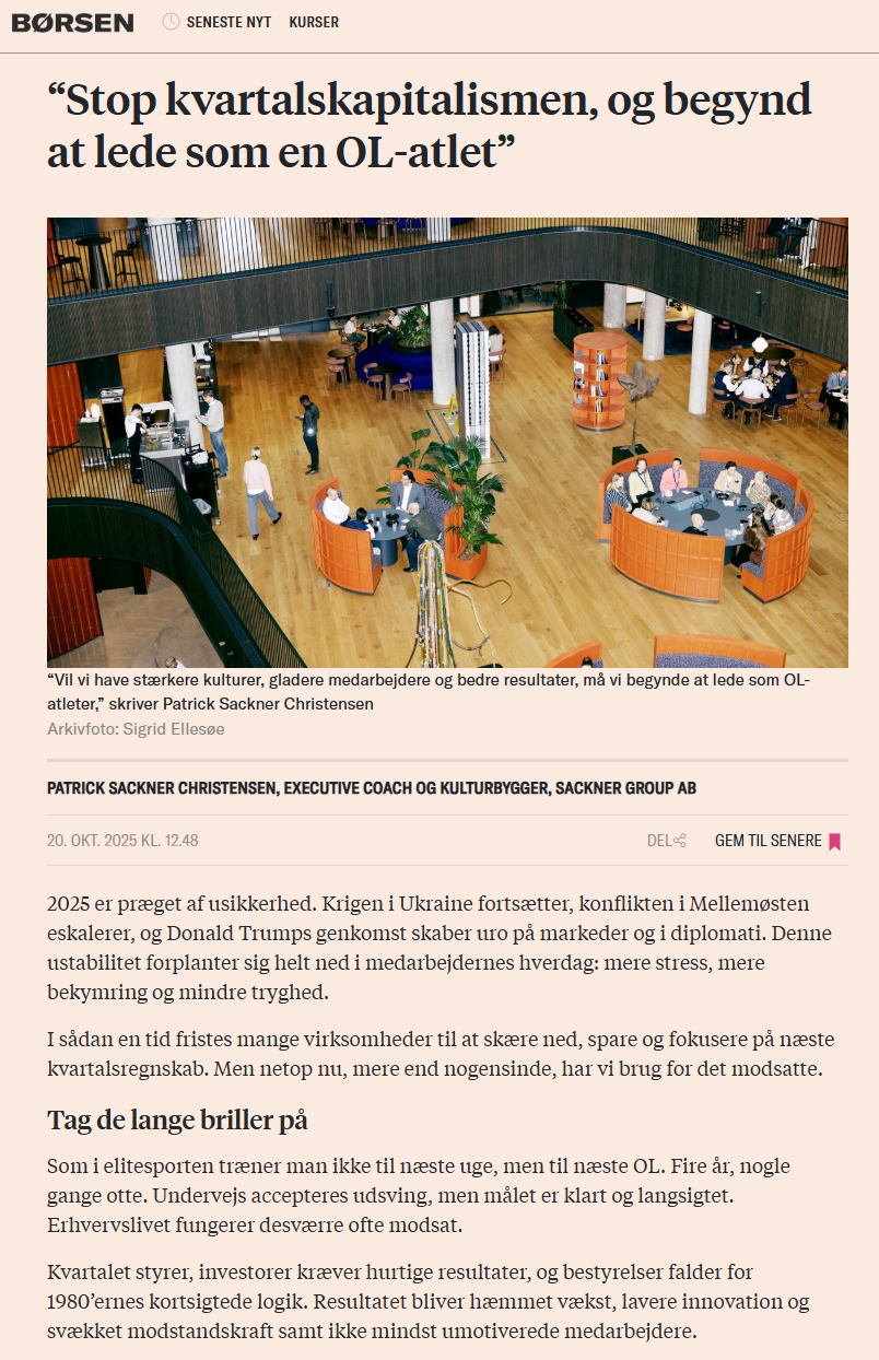 Stop quarterly capitalism – and start leading like an olympic athlete