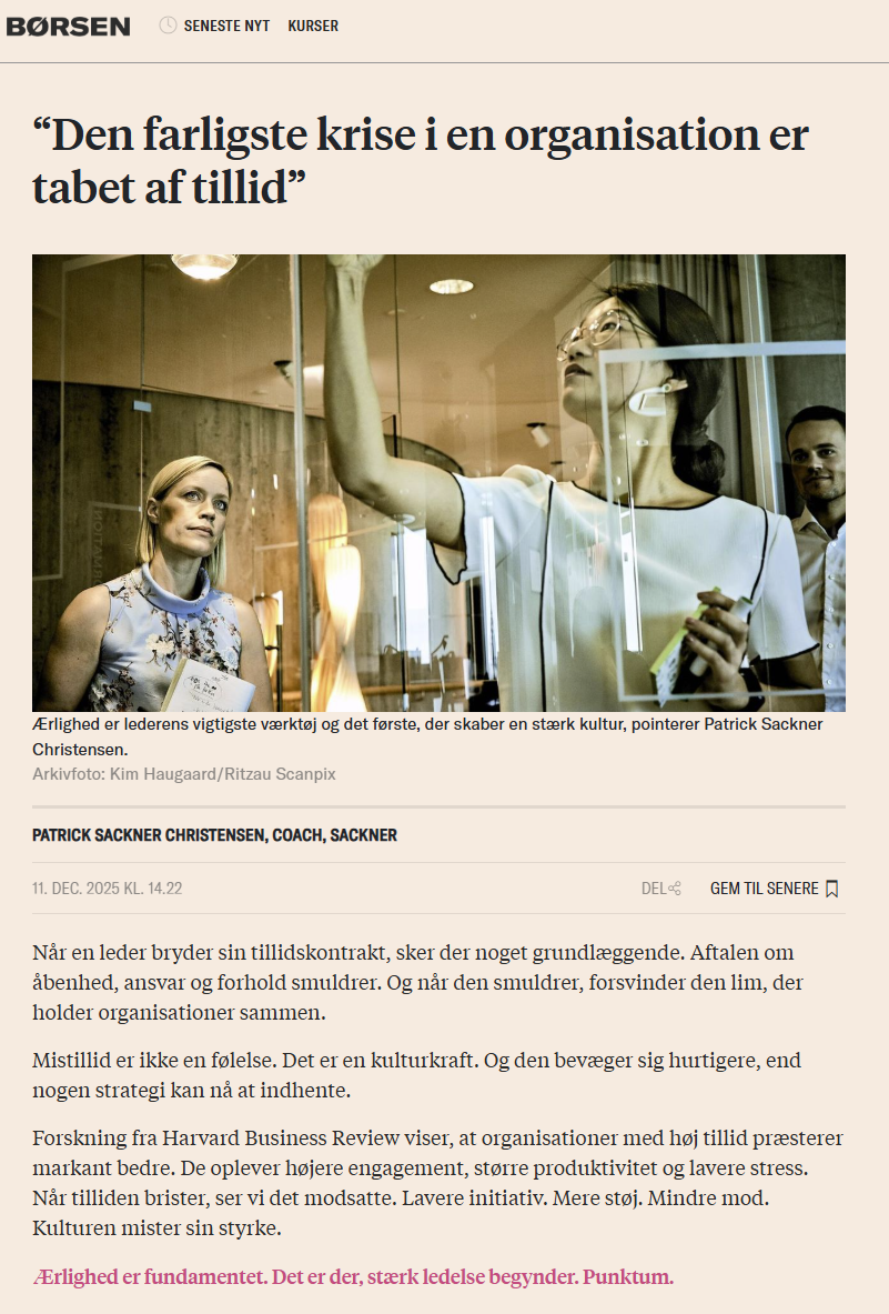 “The most dangerous crisis in an organization is the loss of trust”